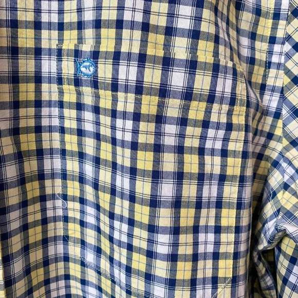 Southern Tide Men's Medium Long Sleeve Tailored Plaid Button Down Shirt Yellow - Picture 9 of 16